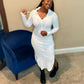 Ribbed Hoodie Dress White